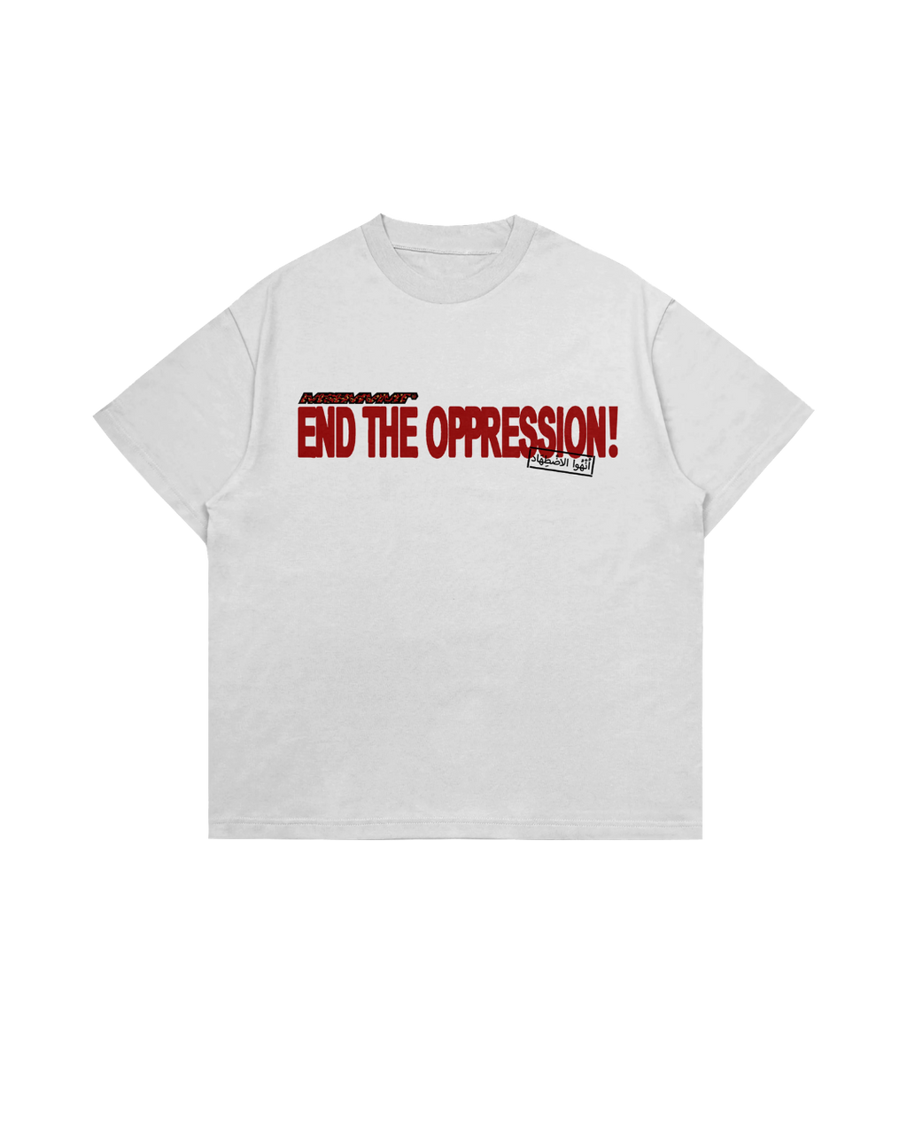S.D.G! WHITE BOXY-TEE (STOP THE GENOCIDE)