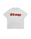S.D.G! WHITE BOXY-TEE (STOP THE GENOCIDE)