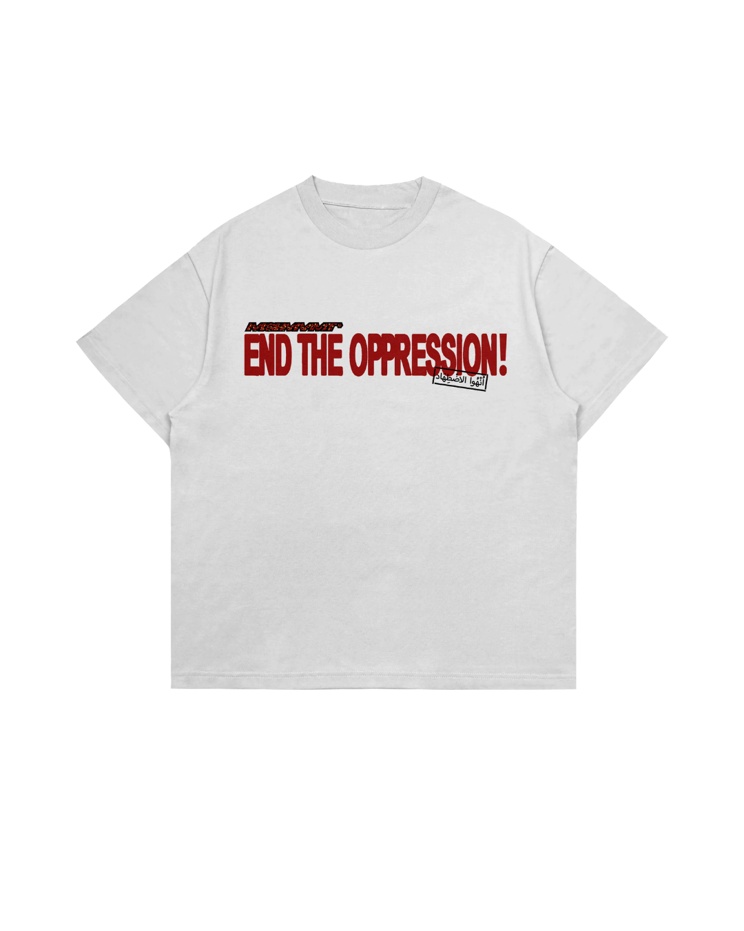 S.D.G! WHITE BOXY-TEE (STOP THE GENOCIDE)
