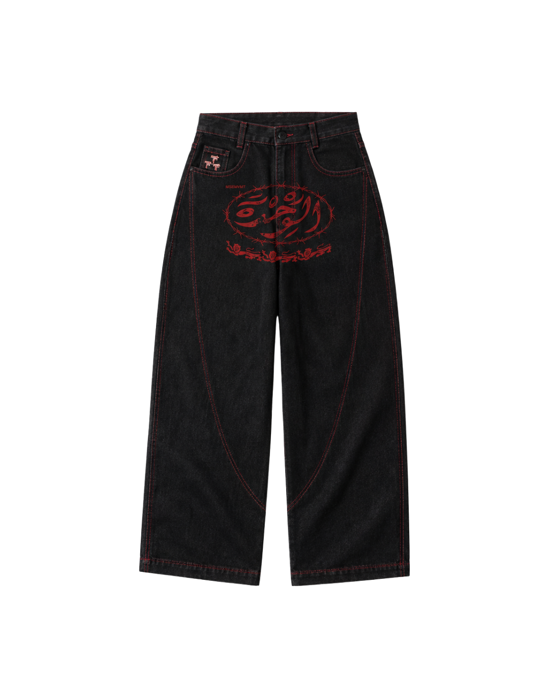 DAFLYESTJEANSINDAROOM DENIM BAGGY PNTS BLK/RED