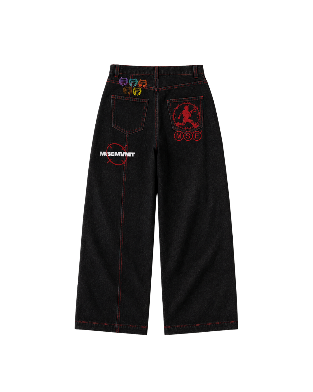 DAFLYESTJEANSINDAROOM DENIM BAGGY PNTS BLK/RED