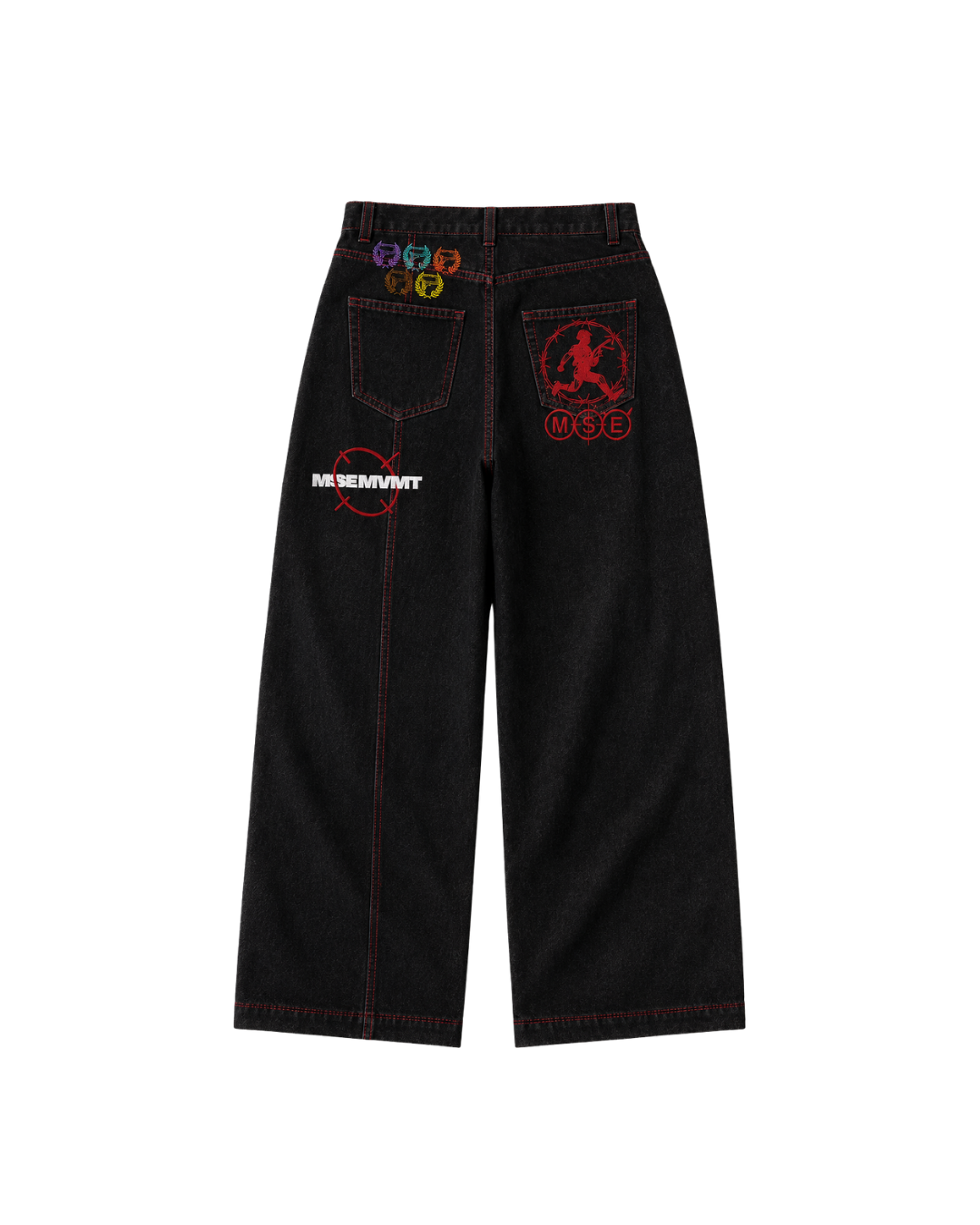 DAFLYESTJEANSINDAROOM DENIM BAGGY PNTS BLK/RED