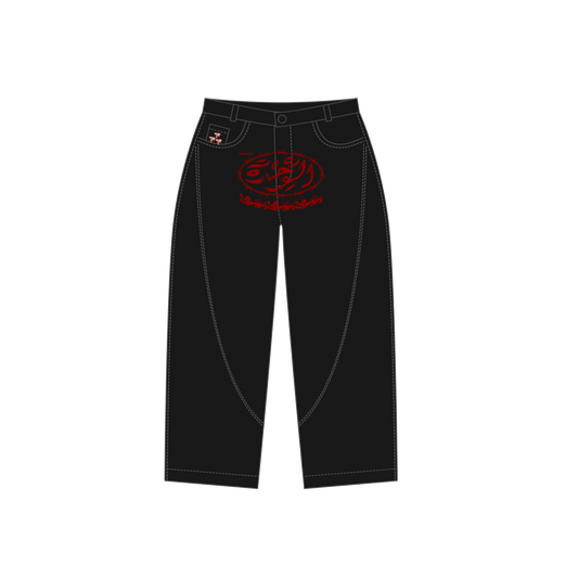 UNITY IS STRENGTH DENIM BAGGY PNTS BLK/ RED (U.I.S)
